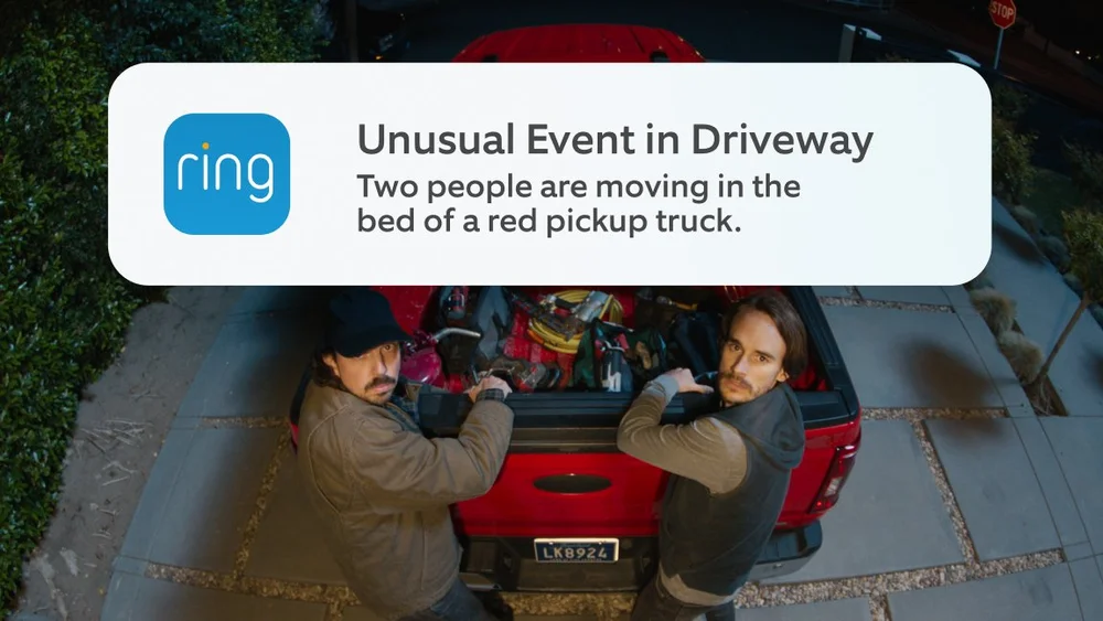 Ring outdoor camera detecting unusual activity in driveway | Smart home security alert
