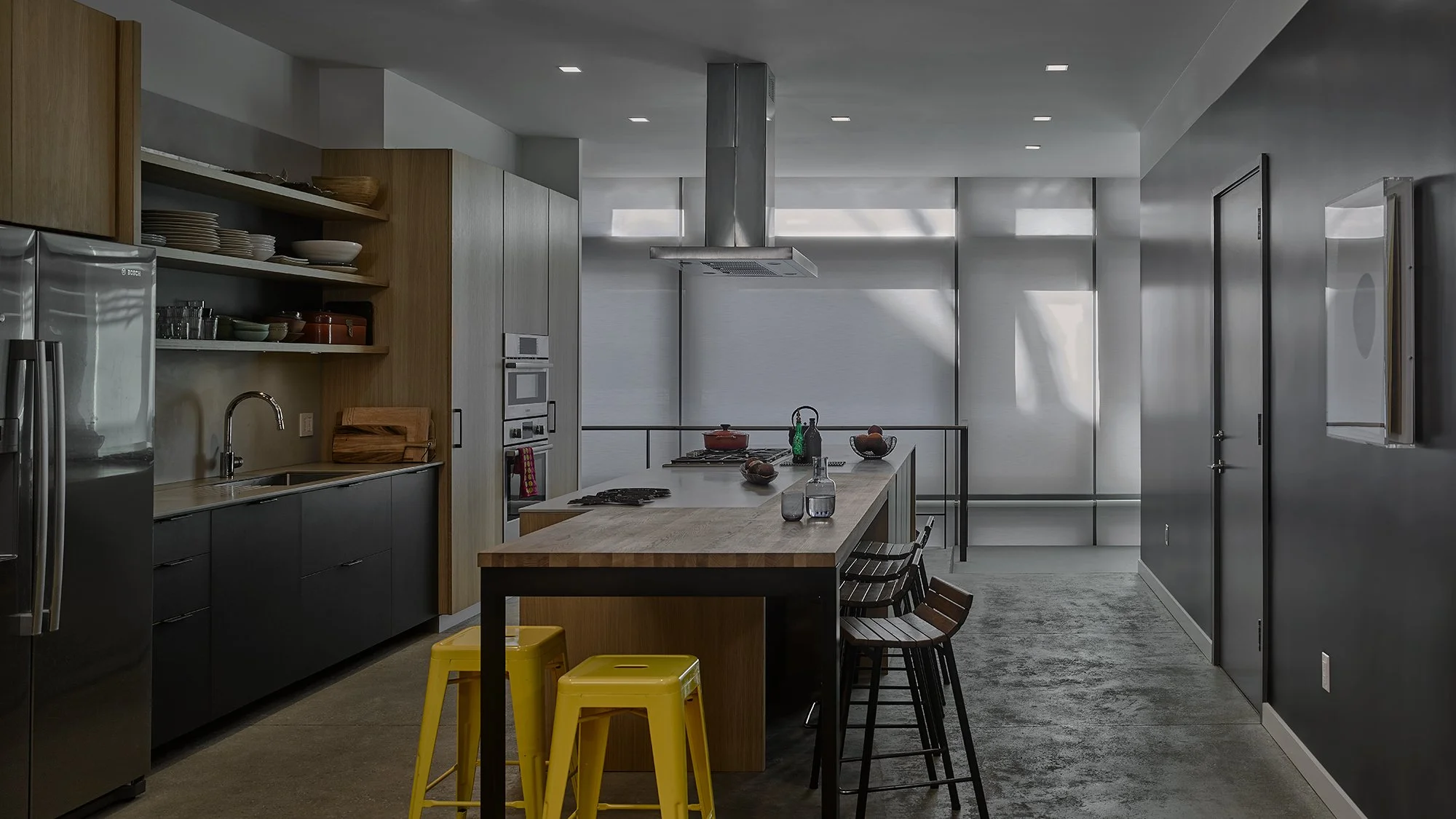 Lutron Palladiom Shades and Lighting in Modern Loft | VIP Smart Homes Seattle