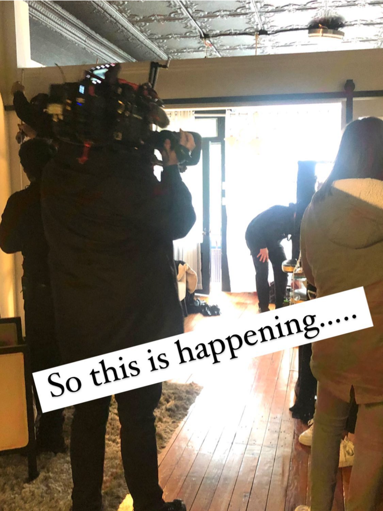 Behind the scenes just before the shoot begins — so this is happening