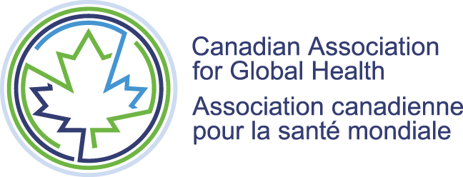 Logo of the Canadian Association for Global Health featuring a stylized map of Canada with green and blue outline.