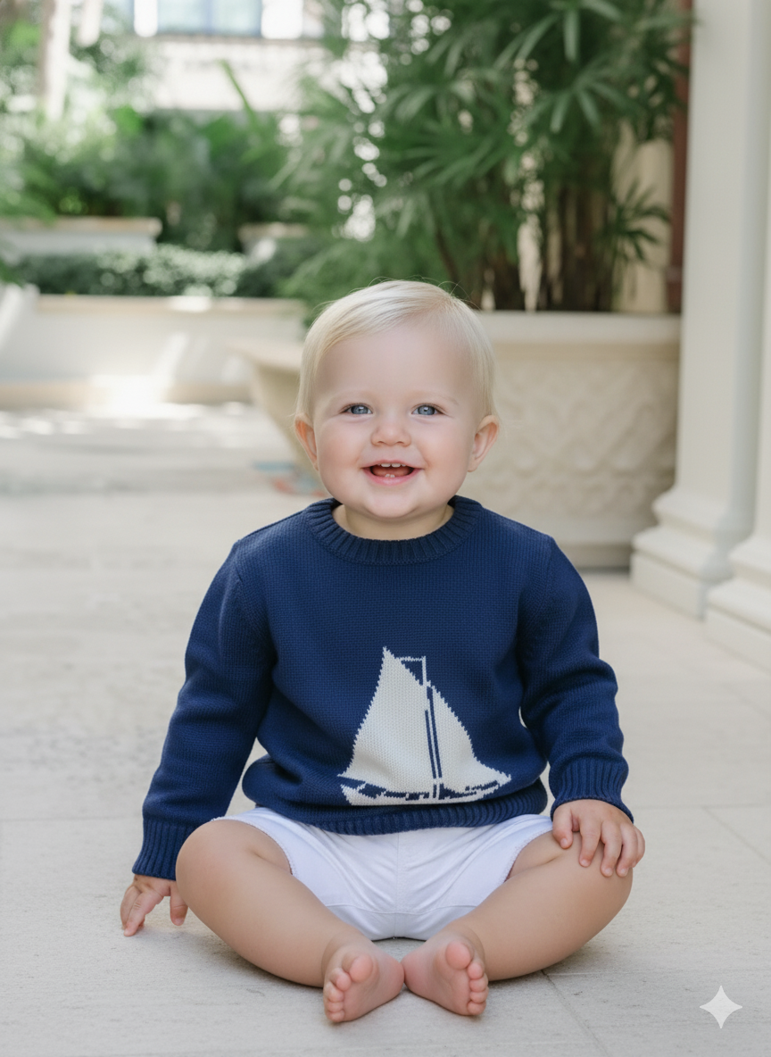 Kids Unisex Rowayton Sailboat Sweater