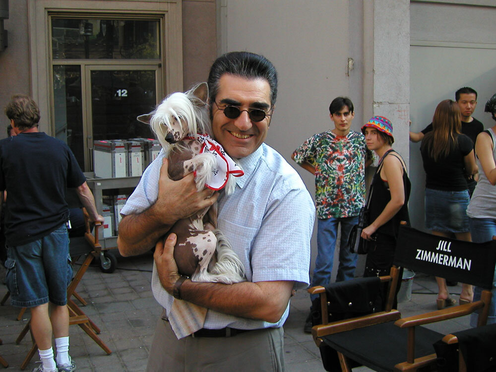 Eugene Levy and Chrissy the Chinese crested in "New York Minute"