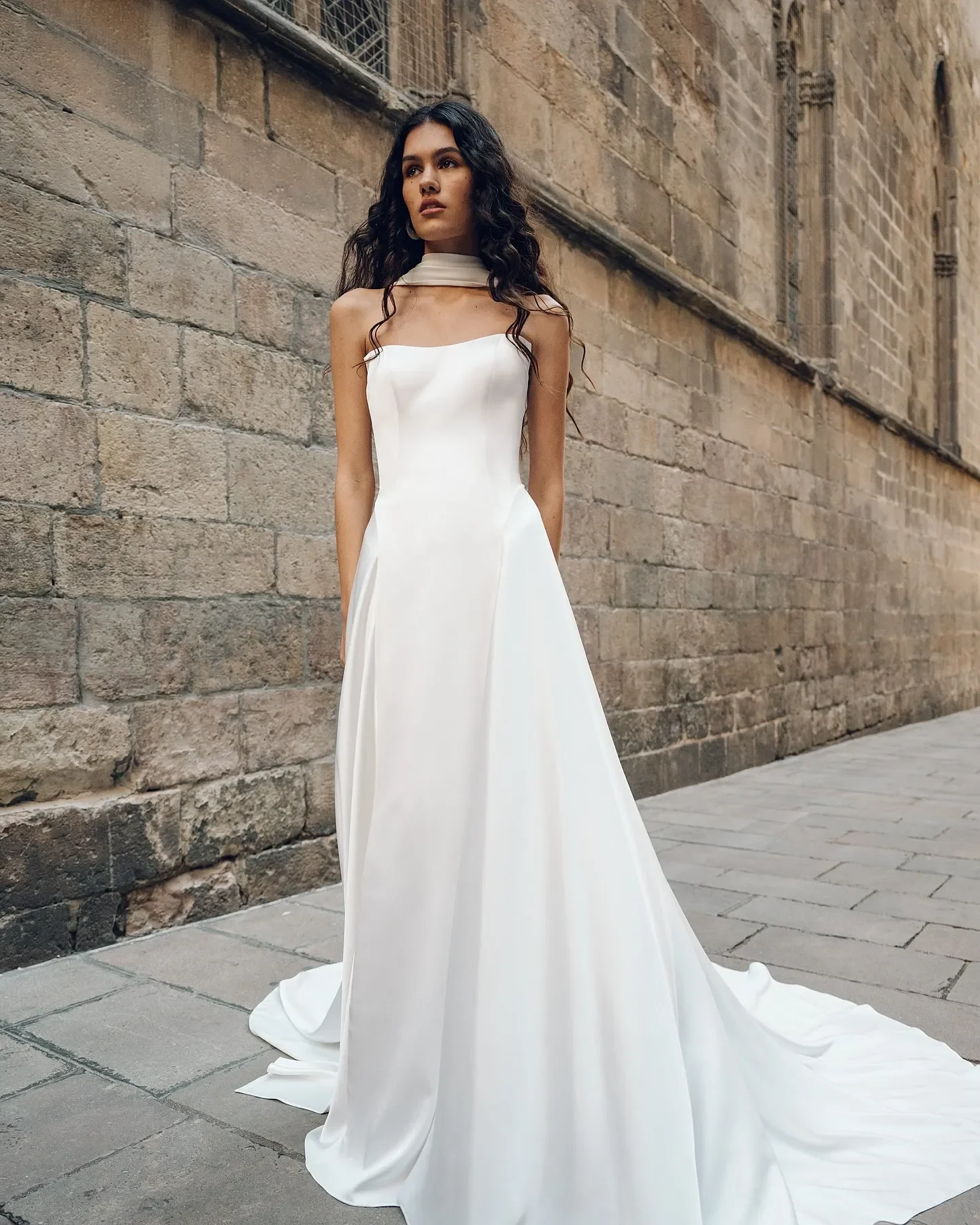 Jenny Yoo Strapless Satin Wedding Gown