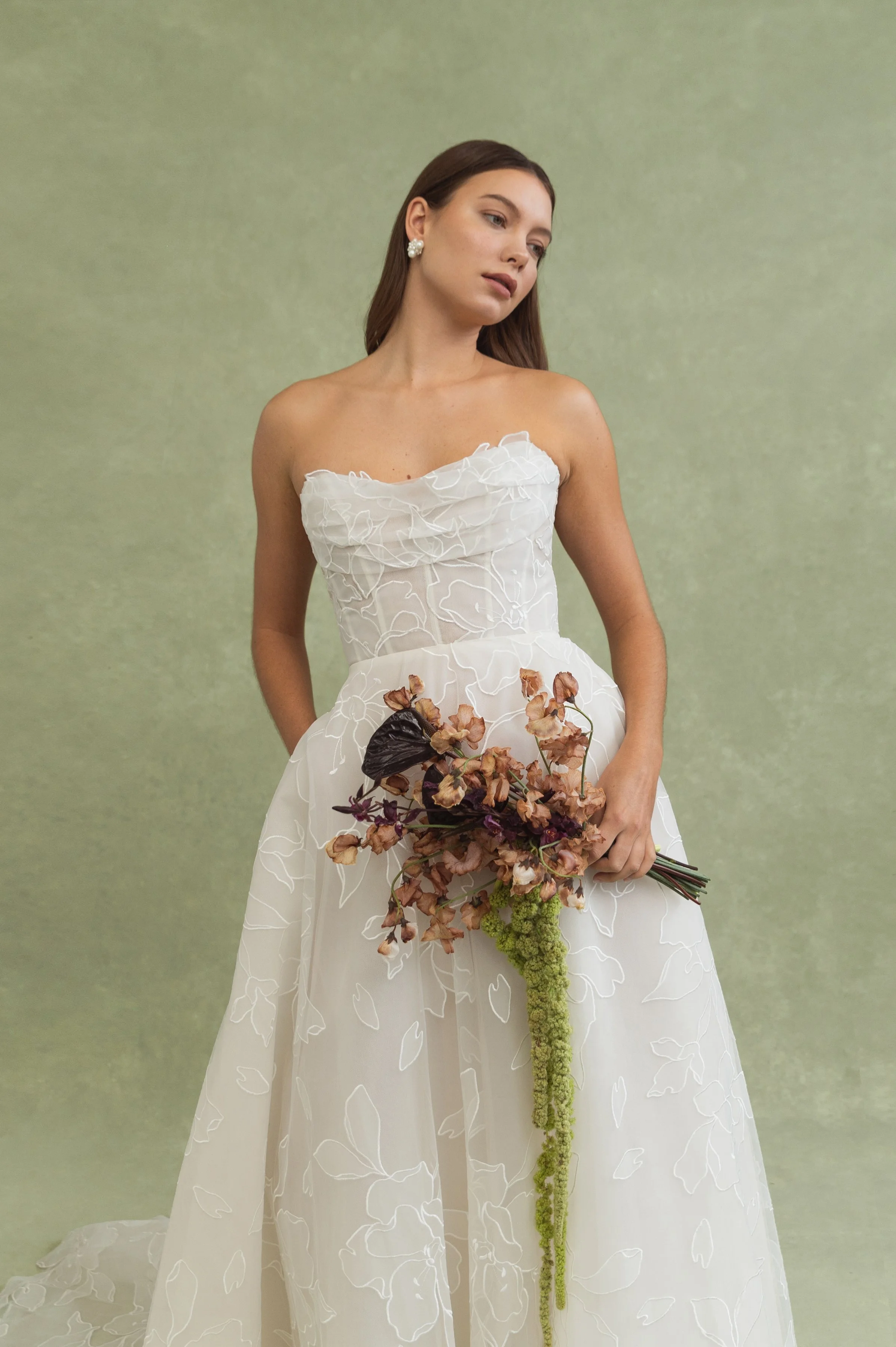 floral aline wedding gown