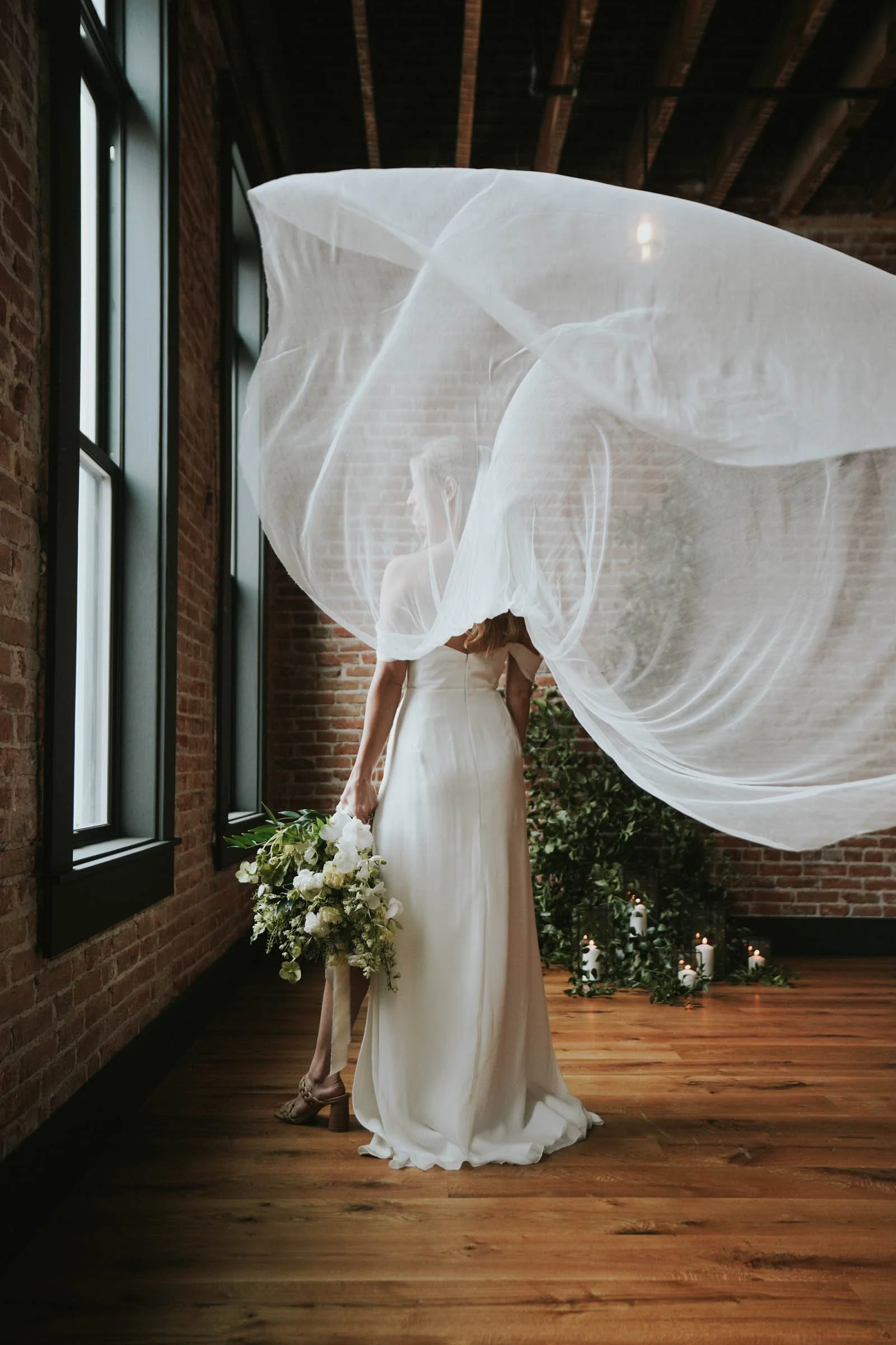floating silk tulle veil