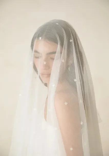 Cortana Embroidered Silk Tulle Veil