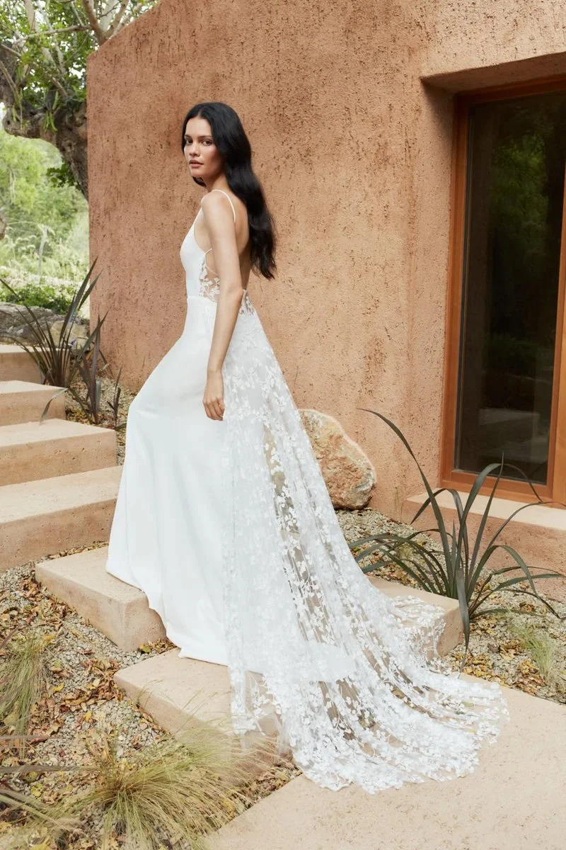 minimalist floral wedding dress