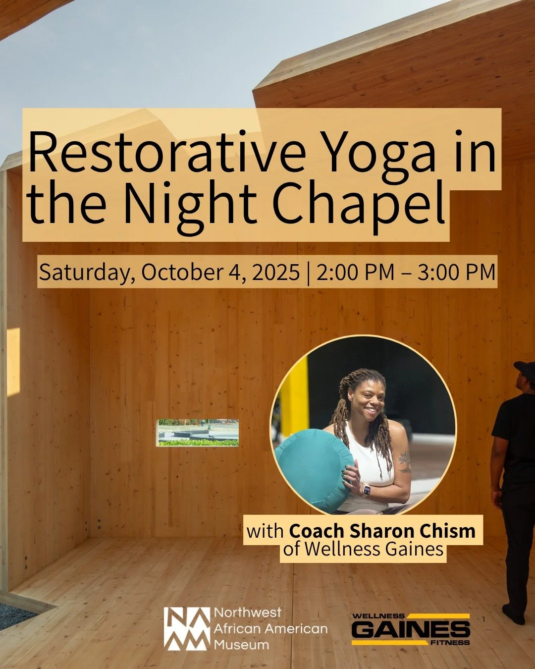 Find your calm at NAAM and join us on Saturday, October 4 from 2&ndash;3 PM for an afternoon of restorative yoga in the heart of Night Chapel, our newest outdoor exhibition. 

Guided by certified coach Sharon Chism of Wellness Gaines, this session in