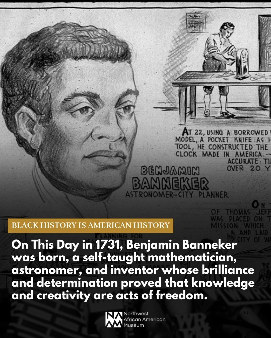 #OnThisDay in 1731, Benjamin Banneker was born, a mathematician, astronomer, inventor, and early African American intellectual whose brilliance defied the limitations of his time. Largely self-taught, Banneker mastered mathematics and astronomy, buil