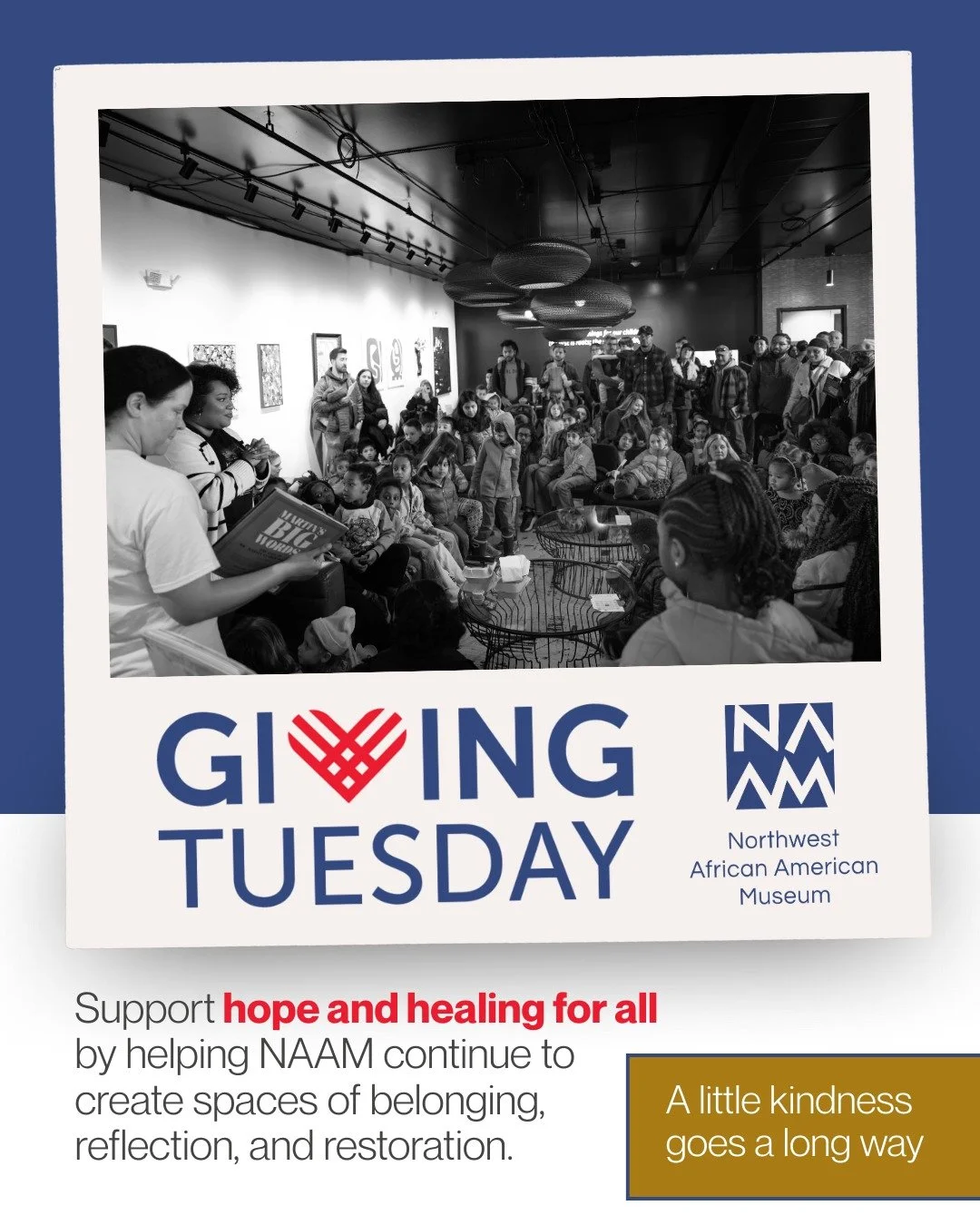 Today is #GivingTuesday, give the gift of hope and healing for all!

Hope and healing flourish at NAAM when people of all ages and backgrounds come together to learn, reflect, and celebrate culture. Your support makes it possible for families, elders