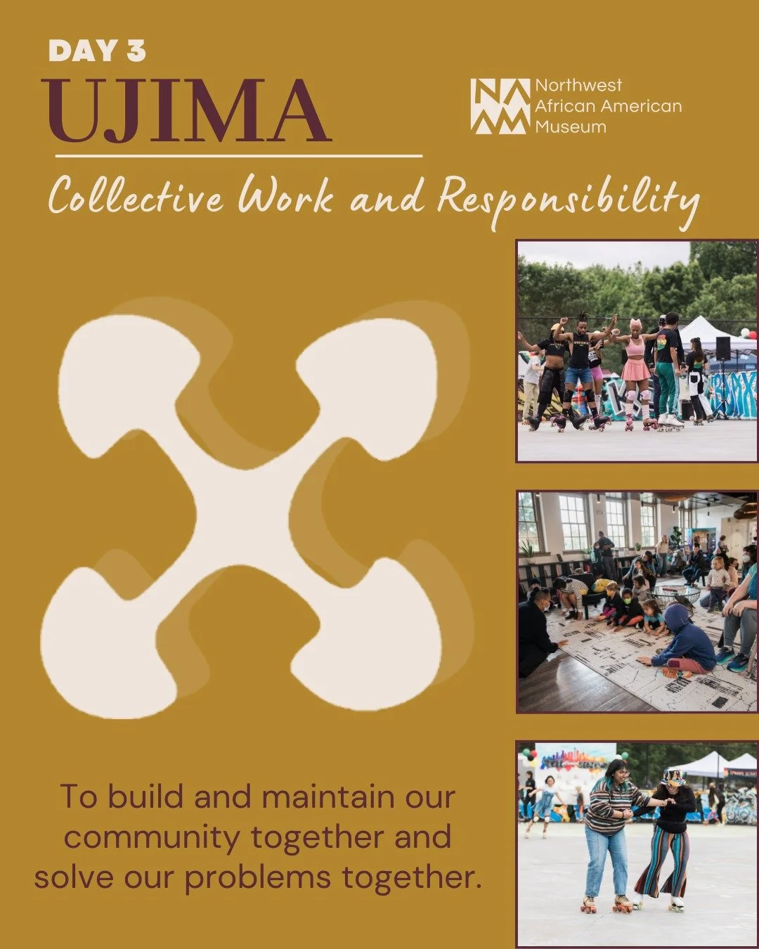 Today we celebrate the third day of Kwanzaa, honoring Ujima, collective work and responsibility.

Ujima reminds us that building strong communities requires shared effort and care. We witnessed this during Juneteenth at NAAM, where staff, volunteers,