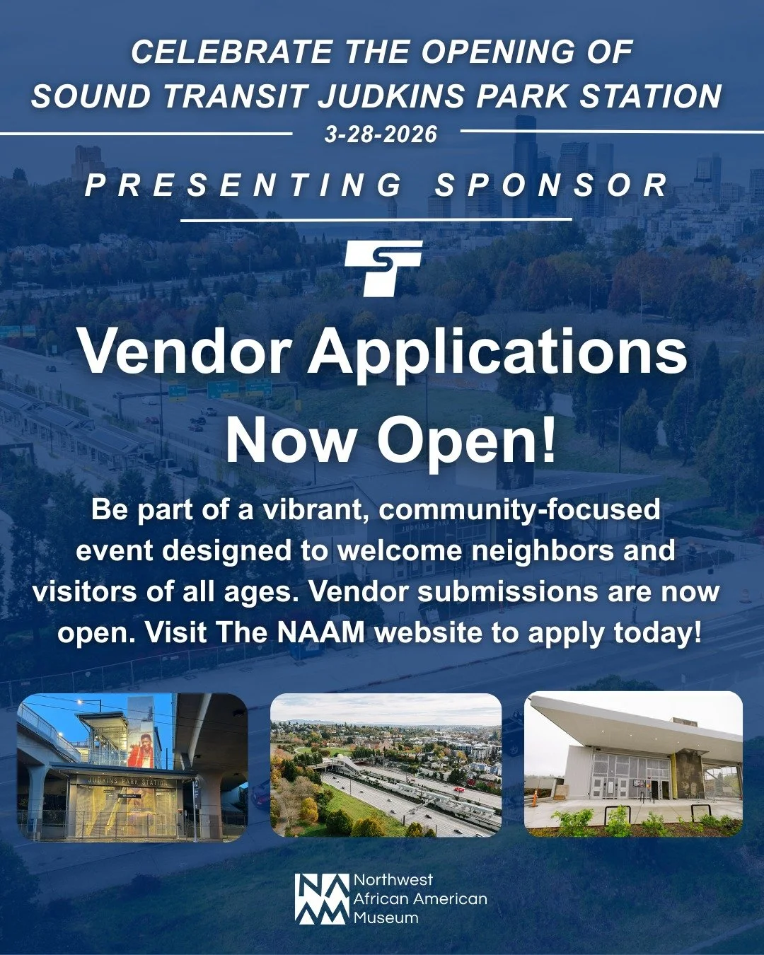 Vendor applications are now open! 

Join us in celebrating the opening of Sound Transit&rsquo;s Judkins Park Station on March 28, 2026. This free, all-ages community event will bring together neighbors, families, and local businesses for a vibrant da