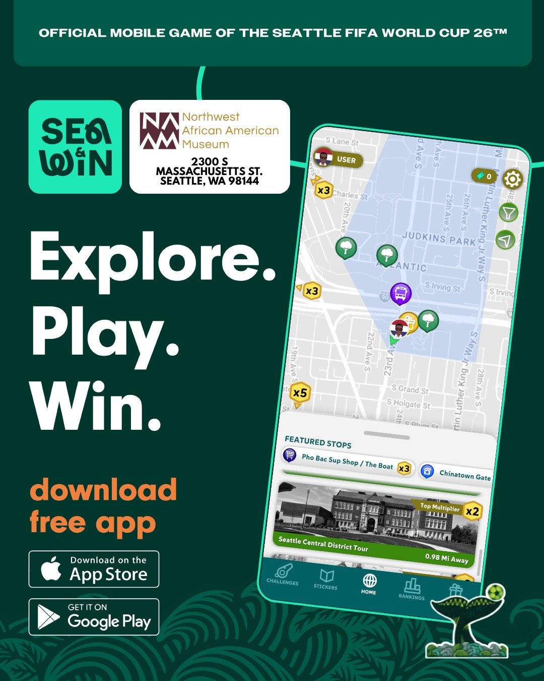 The FIFA World Cup 2026&trade; is coming to Washington, and the game is starting right here! We are an official SEA&amp;WIN Prize Site-explore, play, and win during World Cup 2026. Stop by, scan our code to earn Points, redeem prizes, and start your 