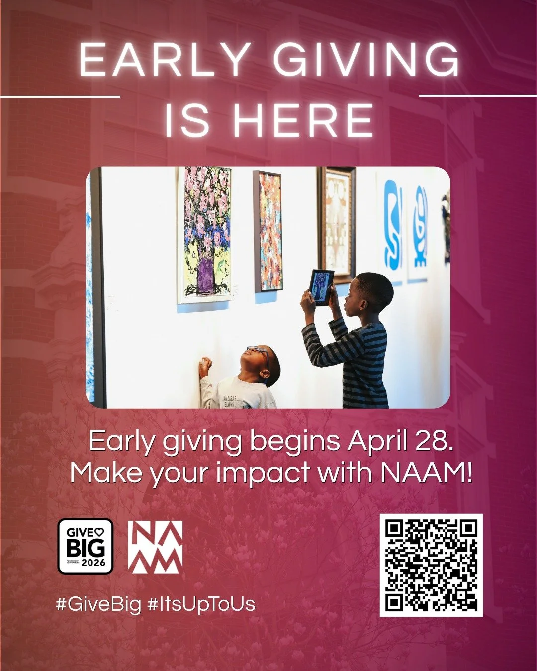 Today marks the start of early giving for GiveBIG. This moment is about more than a single day of giving. It is about ensuring that NAAM remains a place where history is always alive, stories are always honored, and community connection continues to 