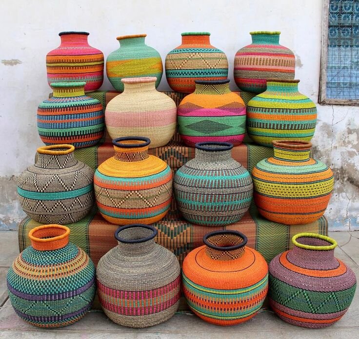 Ghana, West Africa – Bolga baskets made from elephant grass