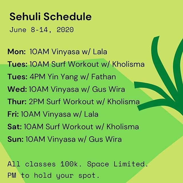This week&rsquo;s schedule! With amazing local teachers. Space is limited so PM to hold your spot. 🙏🏽❤️