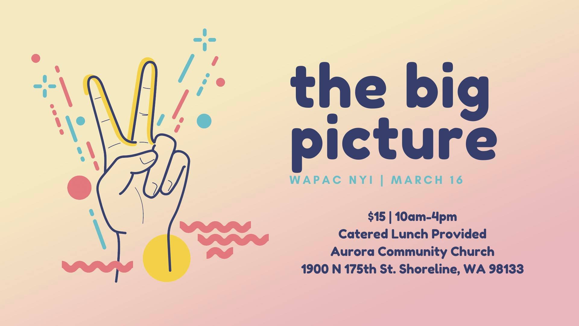 The Big Picture is this Saturday March 16th up in Seattle. The Big Picture is the chance to gather with our district in worship, breakout sessions, lunch, and youth group olympics. Of course we will get dutch on the way up. Head to Hillcrestnaz.churc