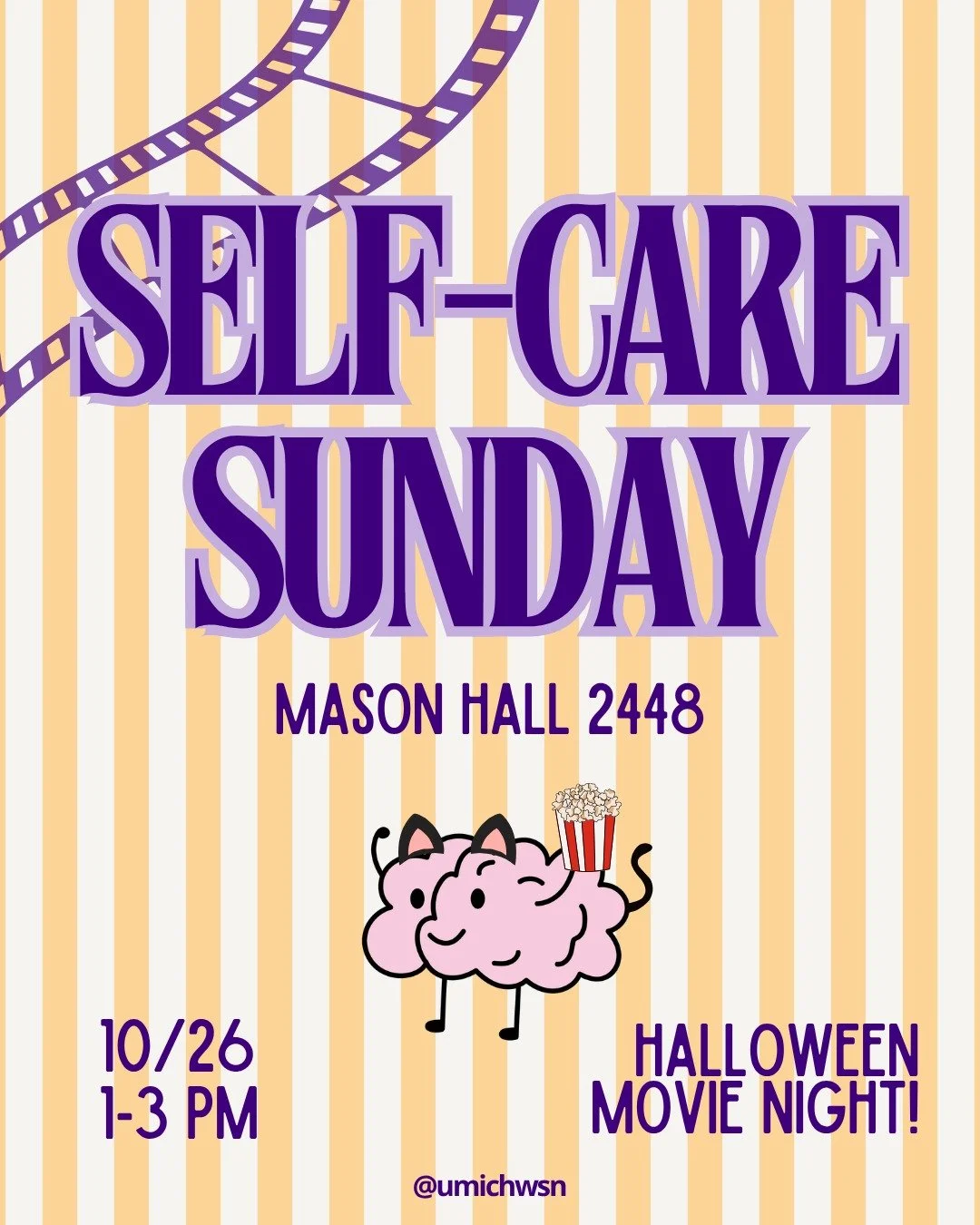 🎃🧡 Self Care Sunday: Halloween Movie Night! 🧡🎃

Take a break and get cozy with us tomorrow (10/26) from 1&ndash;3 PM for a spooky, relaxing movie afternoon 👻🍿 Open to everyone&mdash;bring your friends, blankets, and Halloween spirit! 🎬✨

#WSN 
