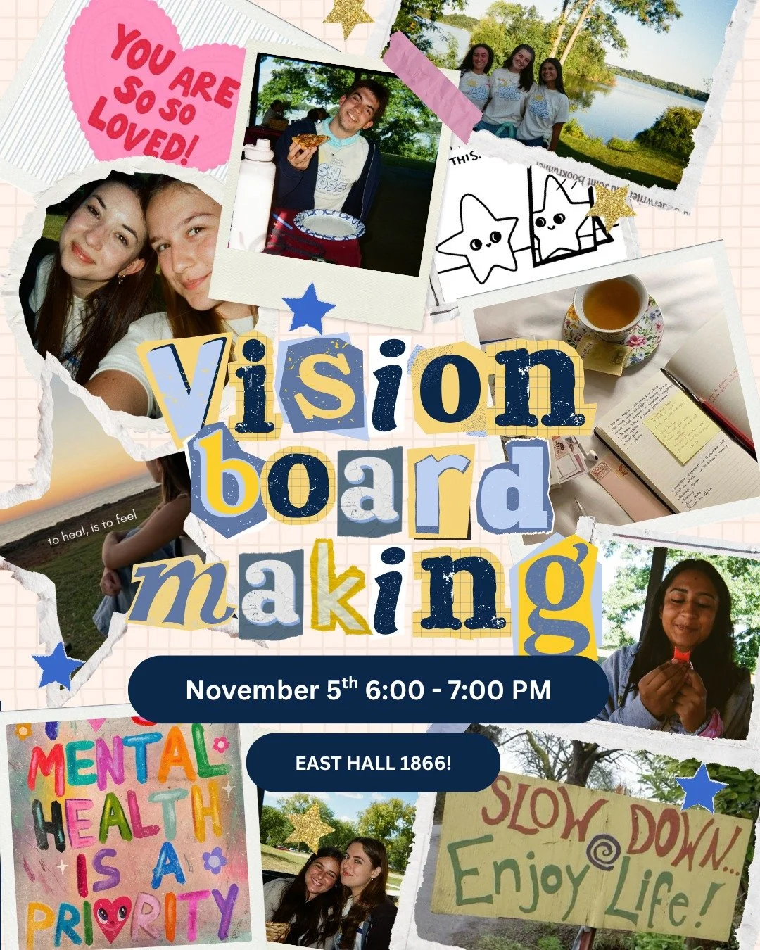 Your mind deserves a break. 💭💫
Join WSN for Digital Detox: Vision Board Making Night!! All are welcome!!

📅: November 5th, 2025
⏰: 6:00 - 7:00 PM
📍: East Hall Room 1866

- - - 
#WSN #DigitalDetox #MindfulLiving #VisionBoardNight #MentalWellness #