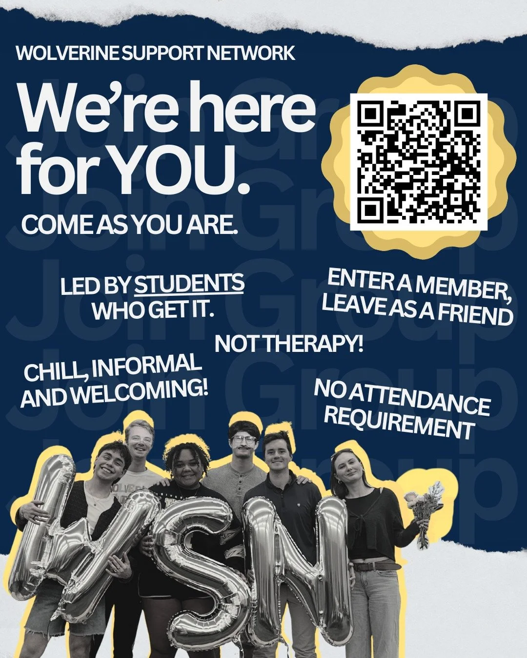 Winter Group sign-ups are officially OPEN!! ❄️

Groups meet Monday&ndash;Thursday in 1-hour time slots from 4&ndash;8 PM. All undergraduate groups will be in-person across Central Campus, and graduate student groups will be held on Zoom!

Our groups 