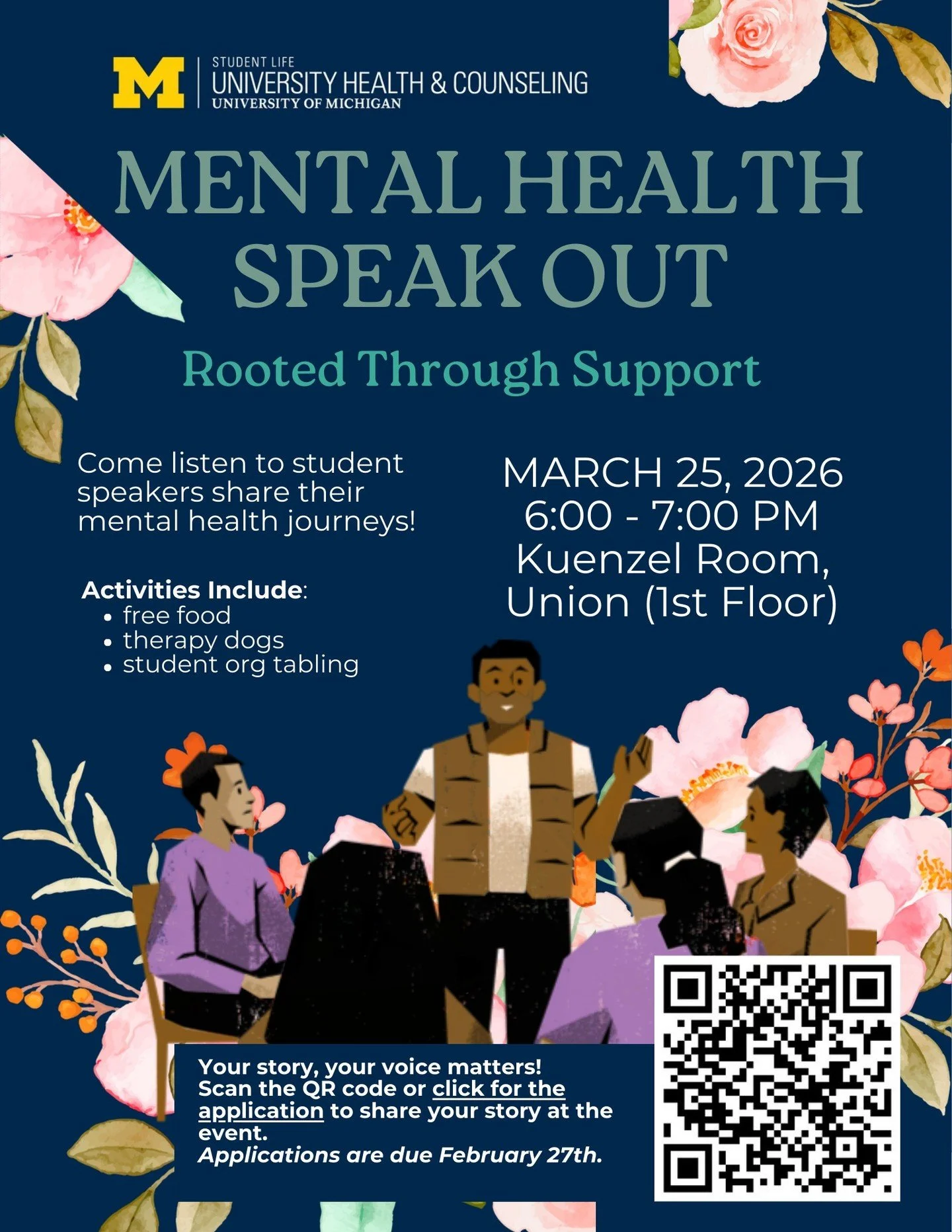 We&rsquo;re excited to be part of the UHC Mental Health Speak Out this year! 💬🌿

Join us on March 25 from 6&ndash;7 PM in the Kuenzel Room (Michigan Union) to hear students share their mental health journeys and experiences with healing, support, a