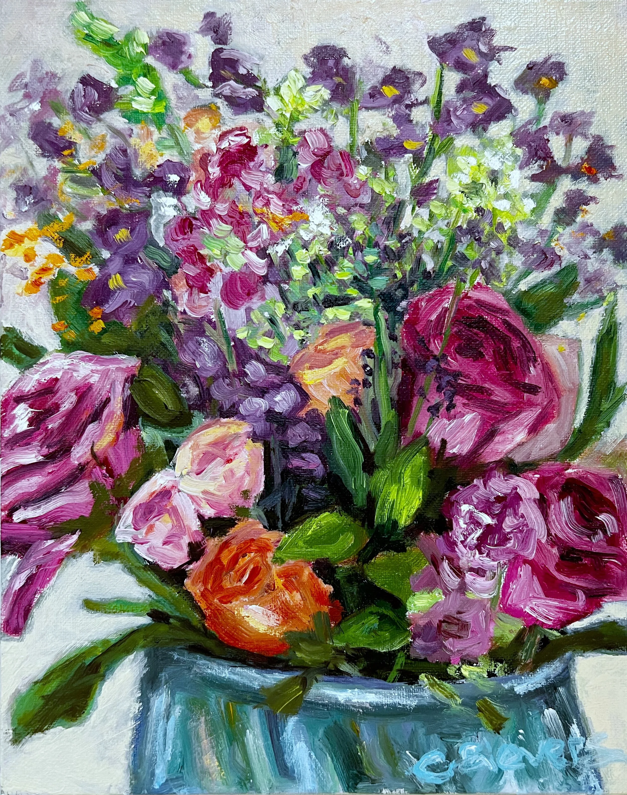 From first marks to the final layer. 🤍

There is a special kind of stillness that comes with painting florals&mdash;trying to capture not just the color, but the life and light of a fleeting bouquet.💐 

This piece is one of several I&rsquo;ve been 