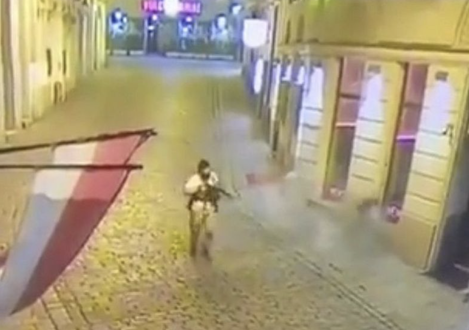 CCTV footage of one of the shooters during the Vienna terror attack.