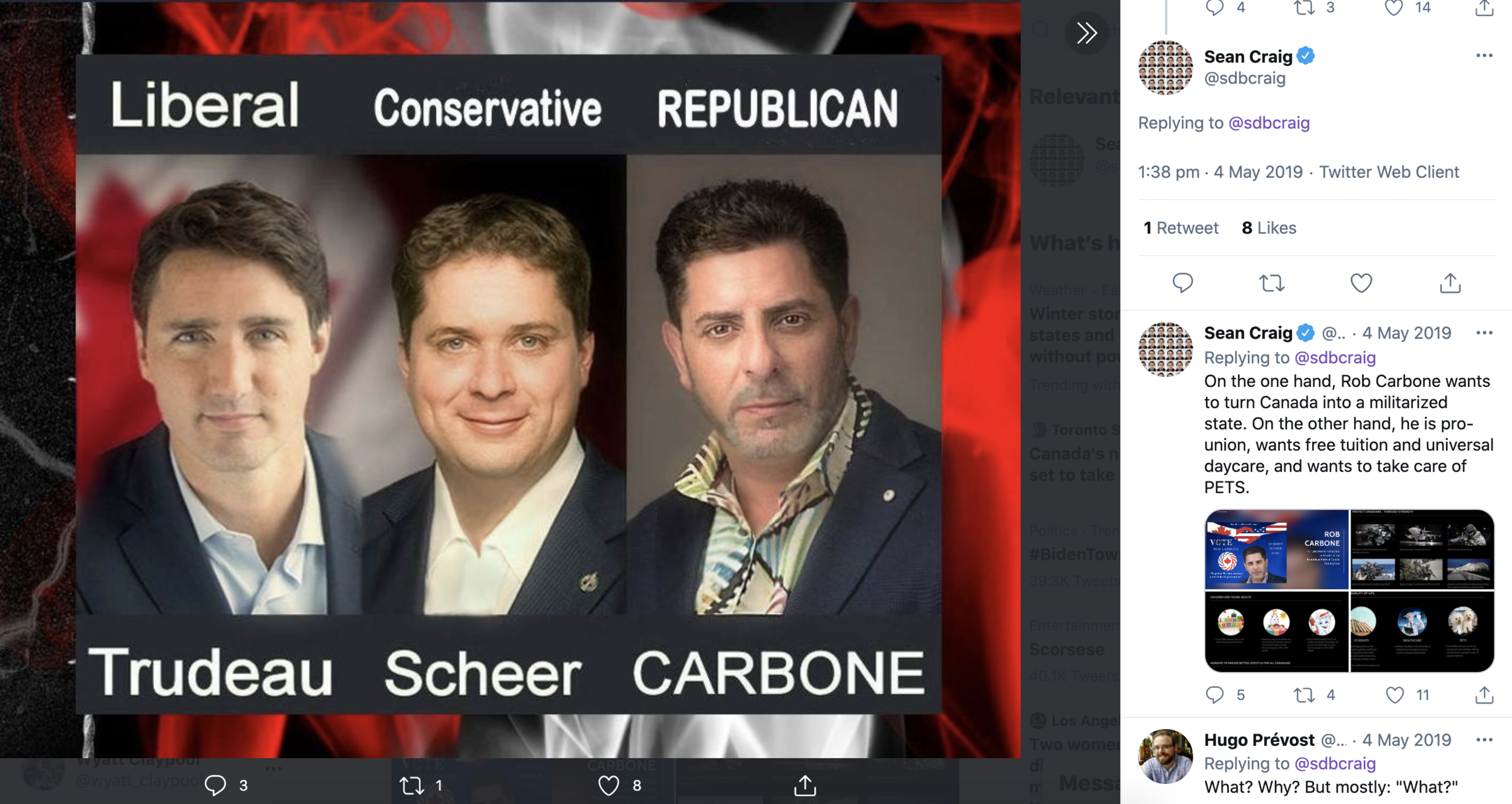 Photo from Sean Craig’s posting of Rob Carbone’s 2019 campaign material on Twitter.