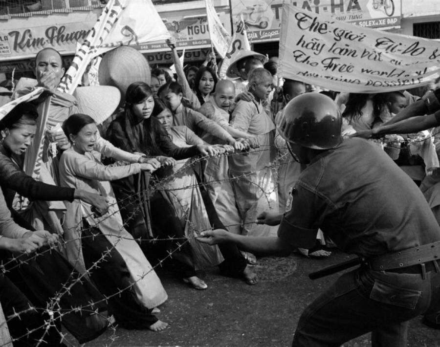 (Buddhist protestors in South Vietnam in 1963 during the so-called “Buddhist Crisis” that led to the self-immolation of Thích Quảng Đức.)