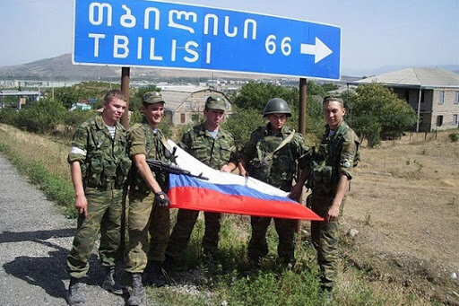 Russian Federation troops in Gori during their attempted invasion of the Republic of Georgia in 2008.