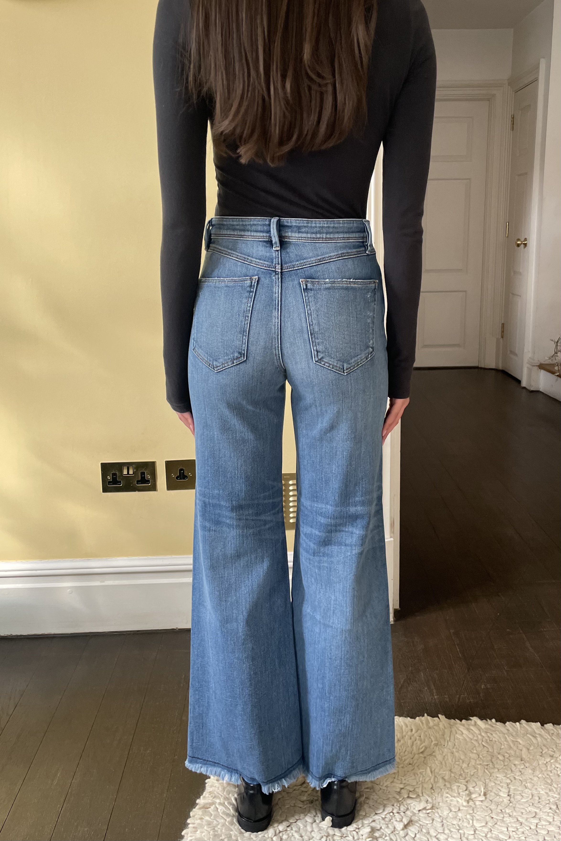 mid to high rise snug wide leg