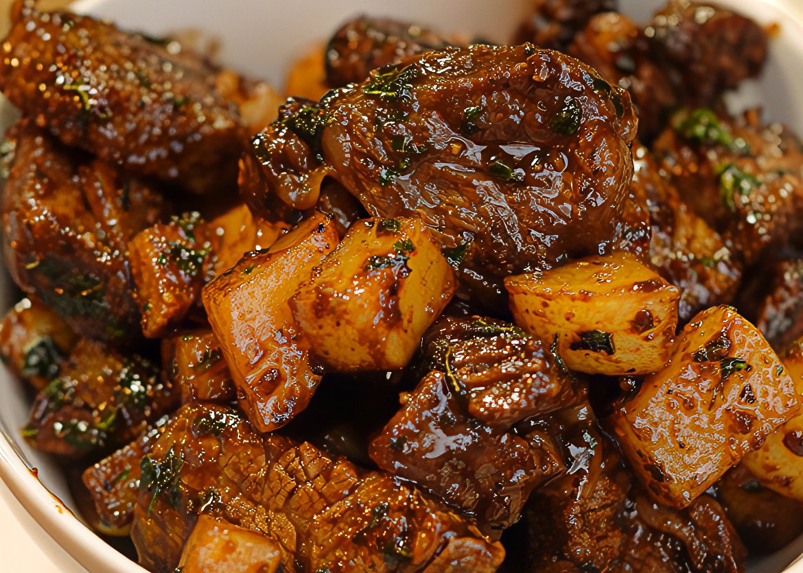 Garlic Steak Bites & Potatoes Skillet