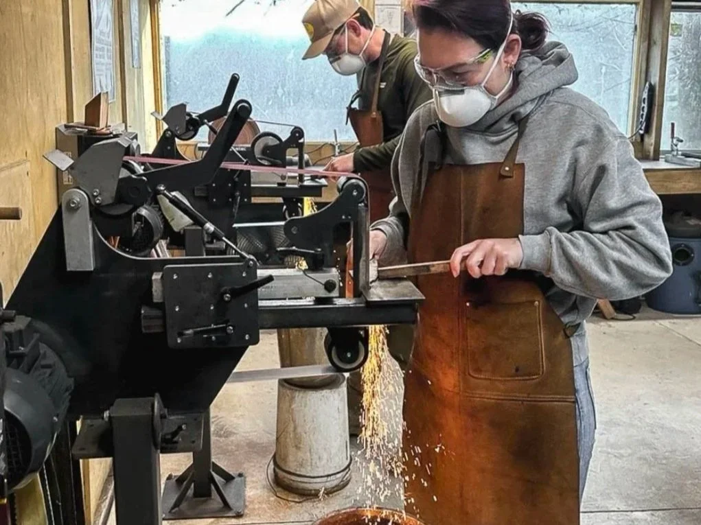 Sparks flying as students grind their blades into shape