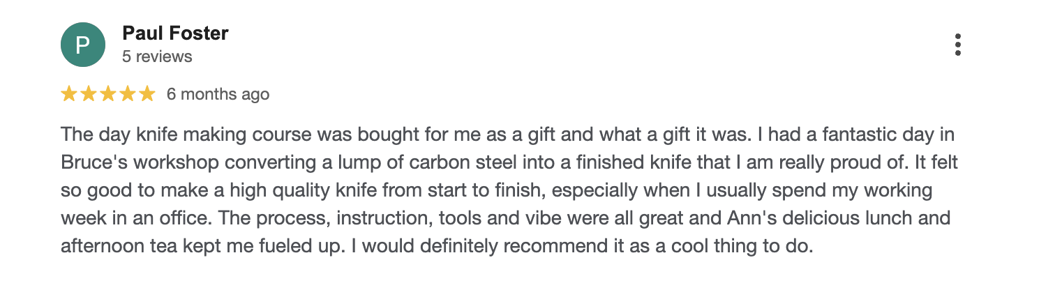 Screenshot of Paul's five star google review