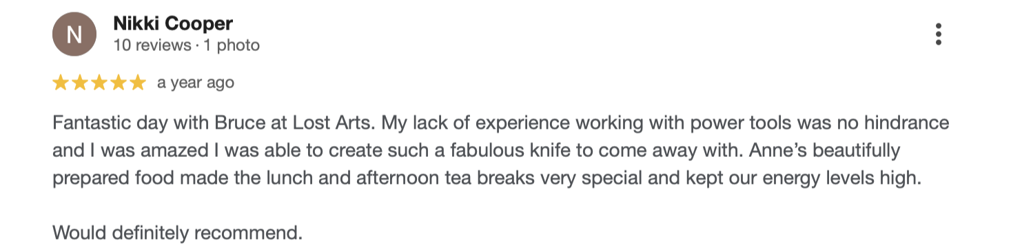 Screenshot of Nikkis 5 star google review