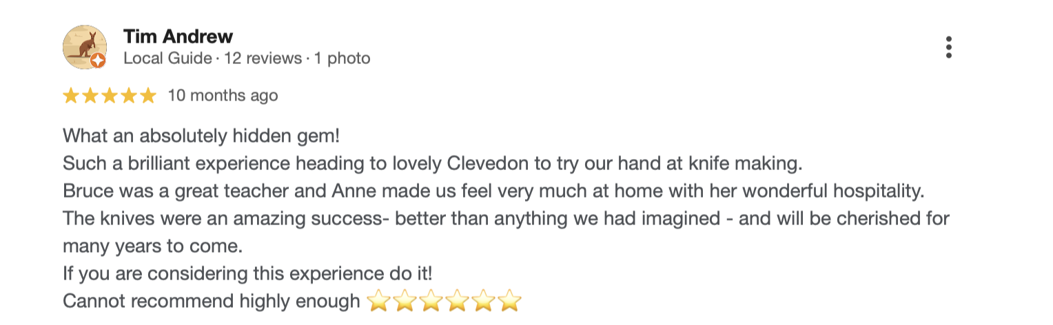 Screenshot of Tim's five star google review