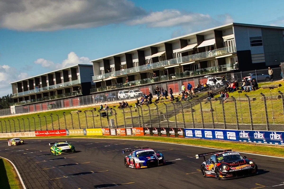 Four Supercars seen zooming around the Hampton Downs race track