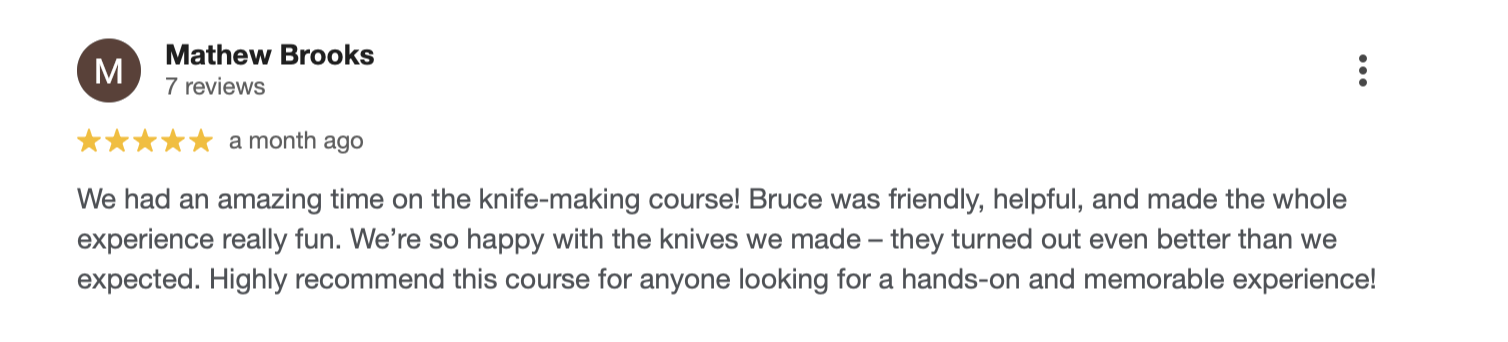 Screenshot of Mathews 5 star google review