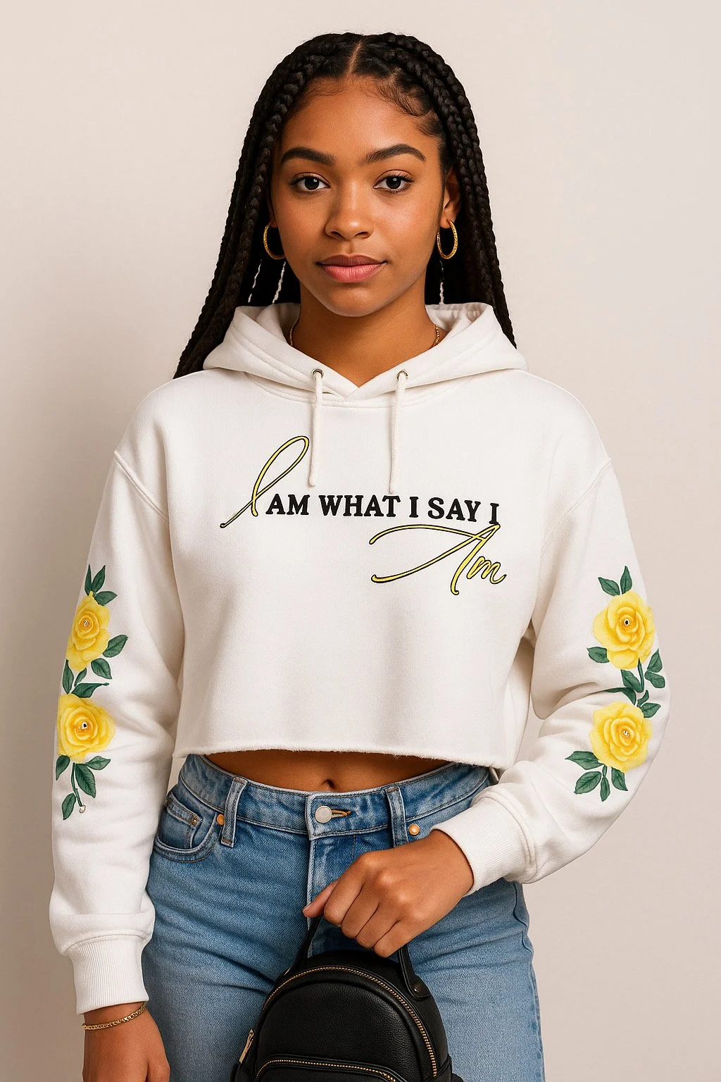 I Am Cropped Hooded Sweatshirt