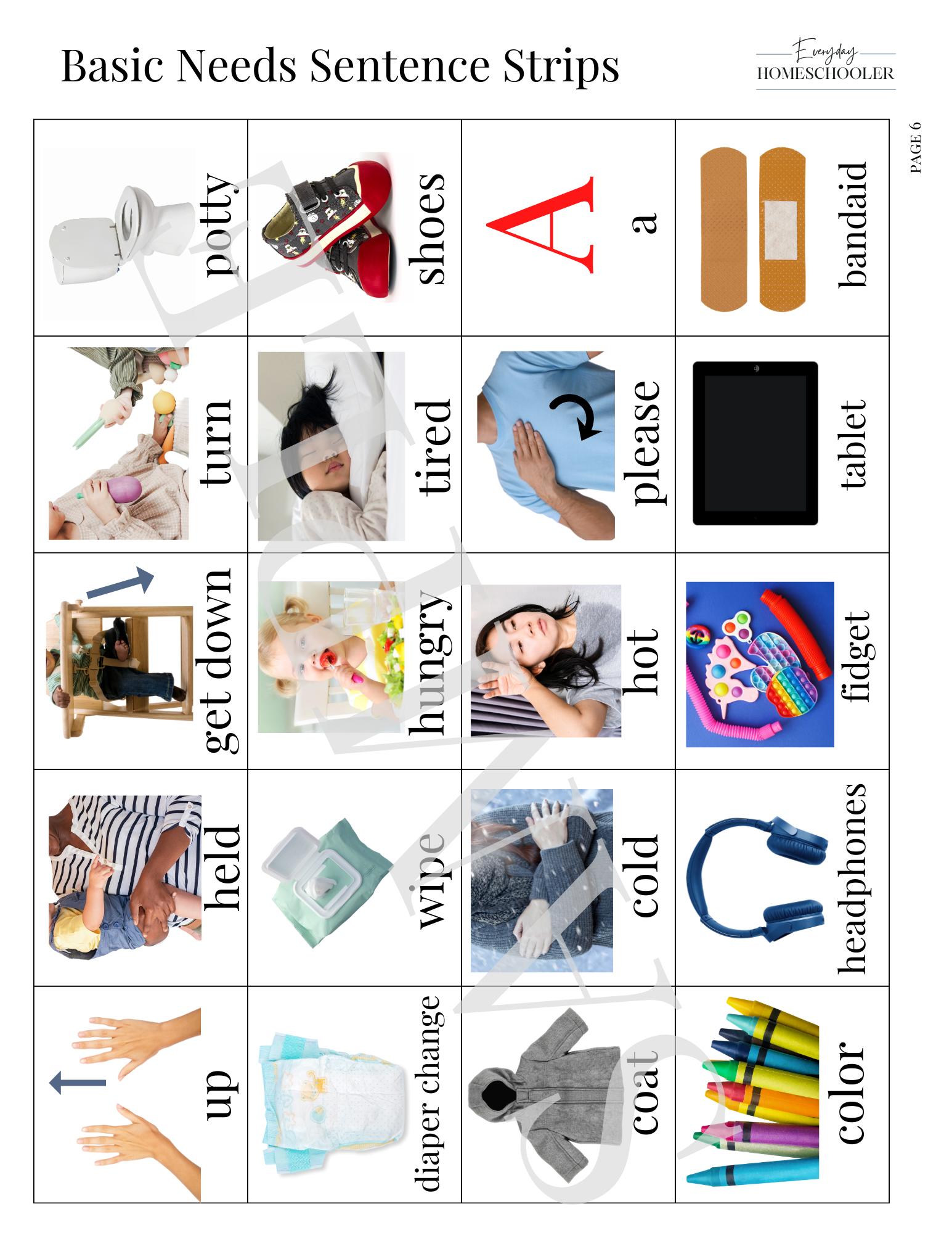 BASIC NEEDS SENTENCE STRIPS Downloadable PDF Special Needs