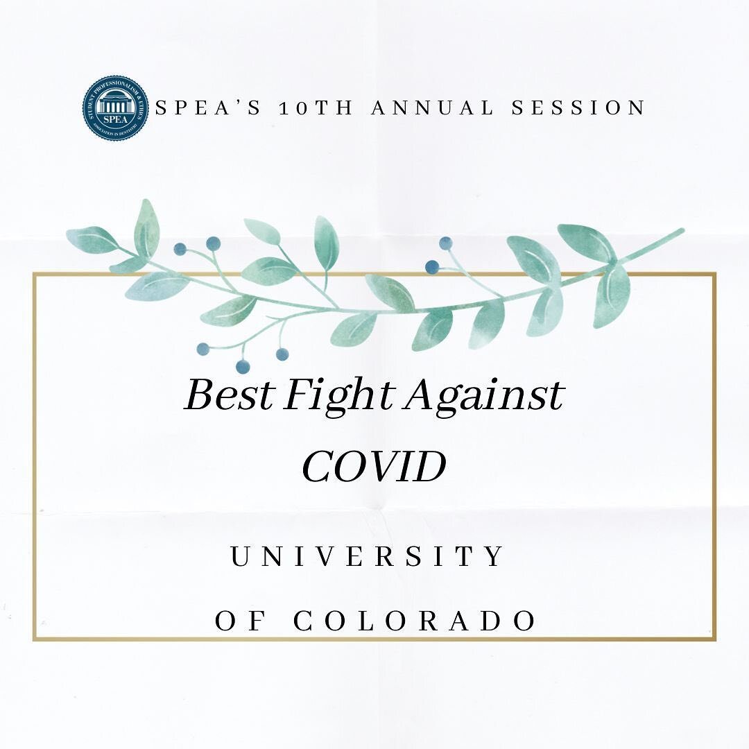 Best Fight Against COVID Award - University of Colorado School of Dental Medicine⠀
✨ For the chapter that has navigated COVID-19 in the most innovative way and transitioned successfully to having virtual meetings or other safe events. ✨⠀
During unpre