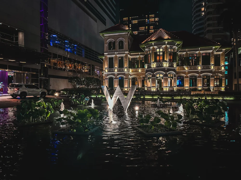 W Bangkok Hotel Driveway with Iconic W Logo