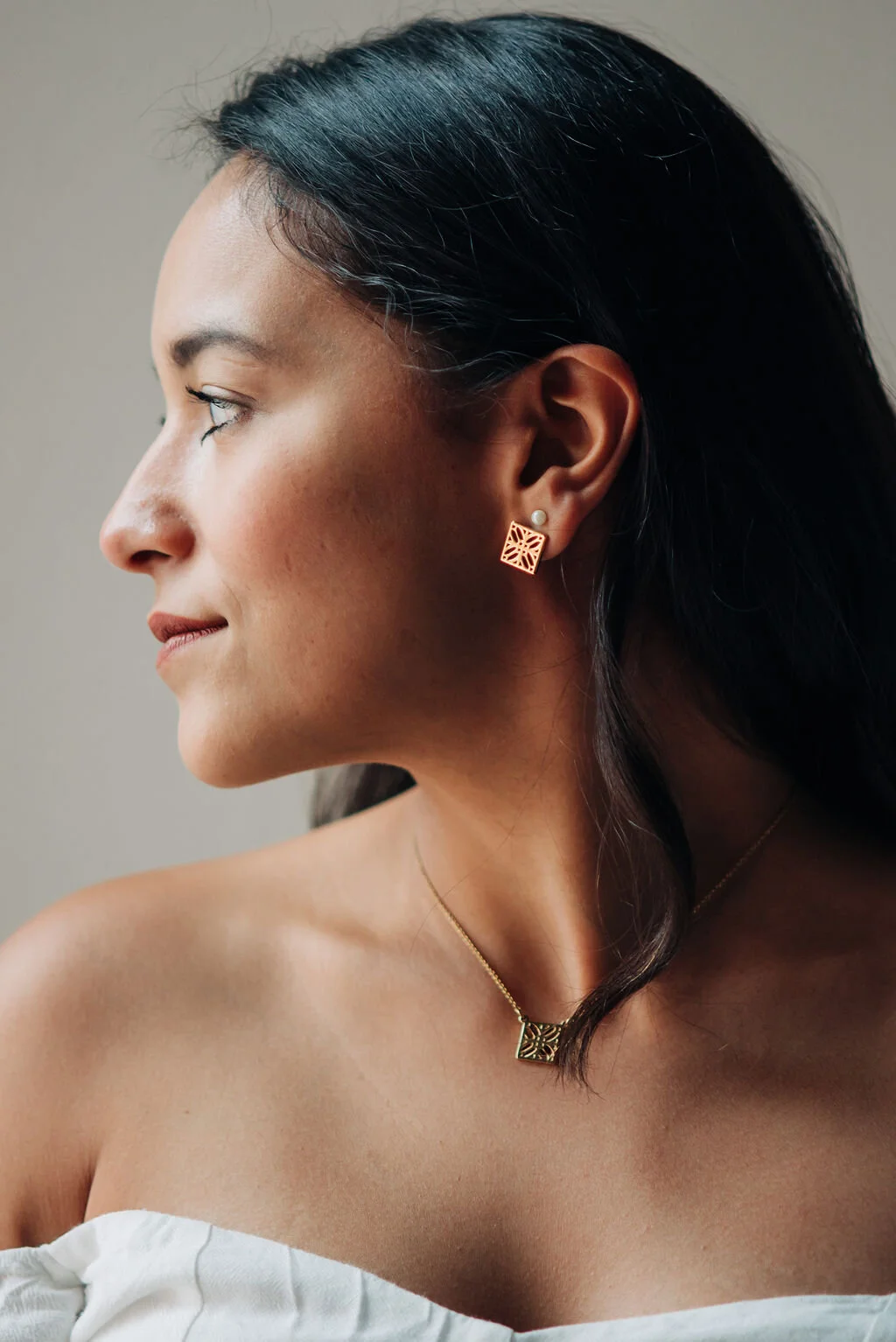 KelMari Logo Stud Earrings and Necklace - Salvadoran Inspired Jewelry