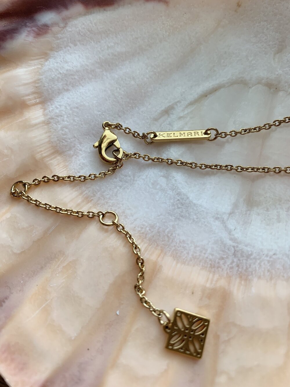 KelMari Gold Plated Rose Quartz Lariat Necklace