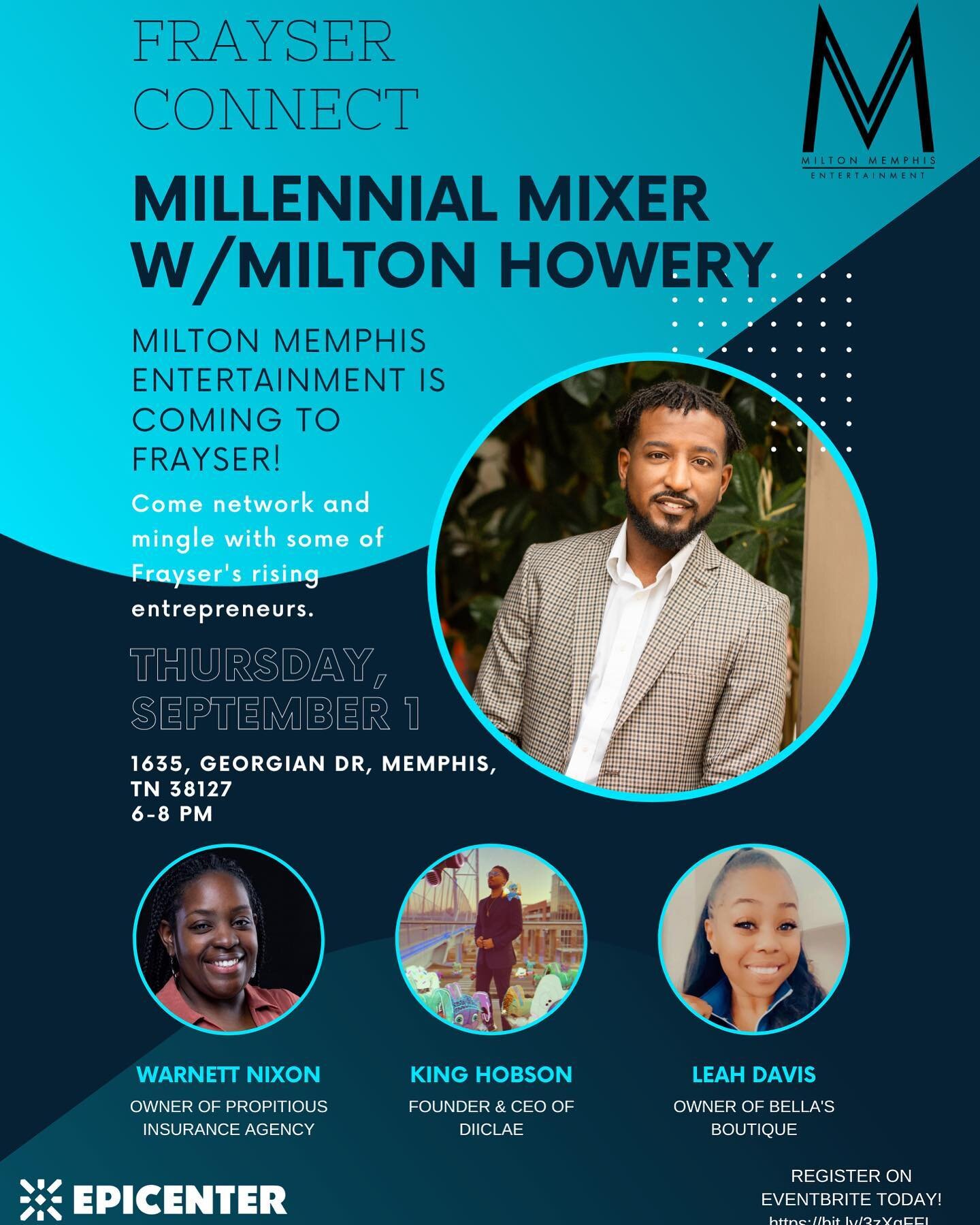 RSVP LINK IN BIO 

I&rsquo;m excited to partner with Frayser Connect for the upcoming Millennial Mixer networking event. Frayser Connect is inviting the city's young entrepreneurs to the 2022 Millennial Mixer.