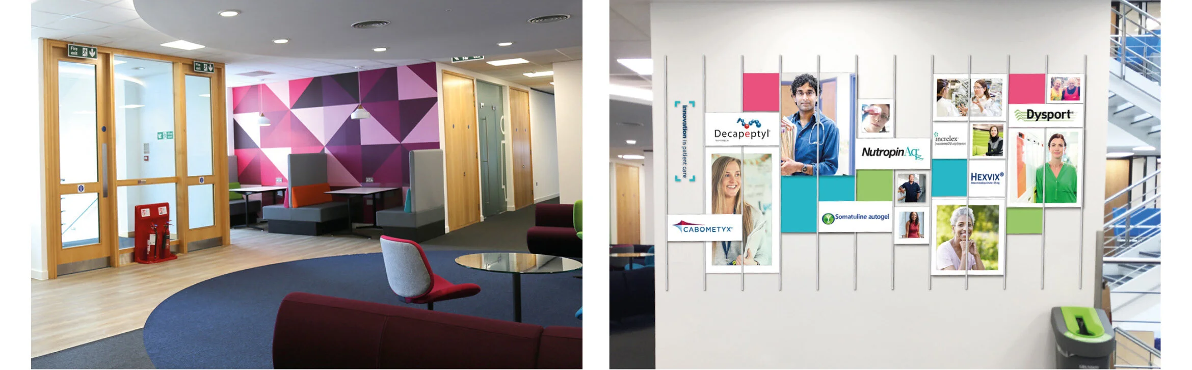 This work led to more interior graphic projects across all three Ipsen UK sites. 