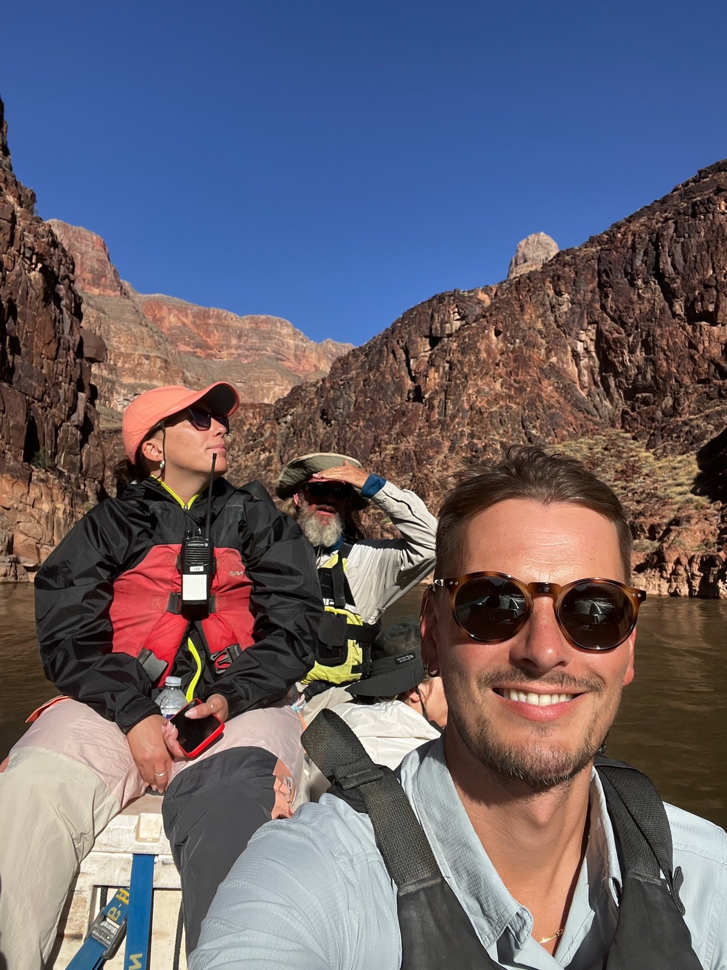 Theo Klingenberg at the shoot location, Colorado River, Grand Canyon