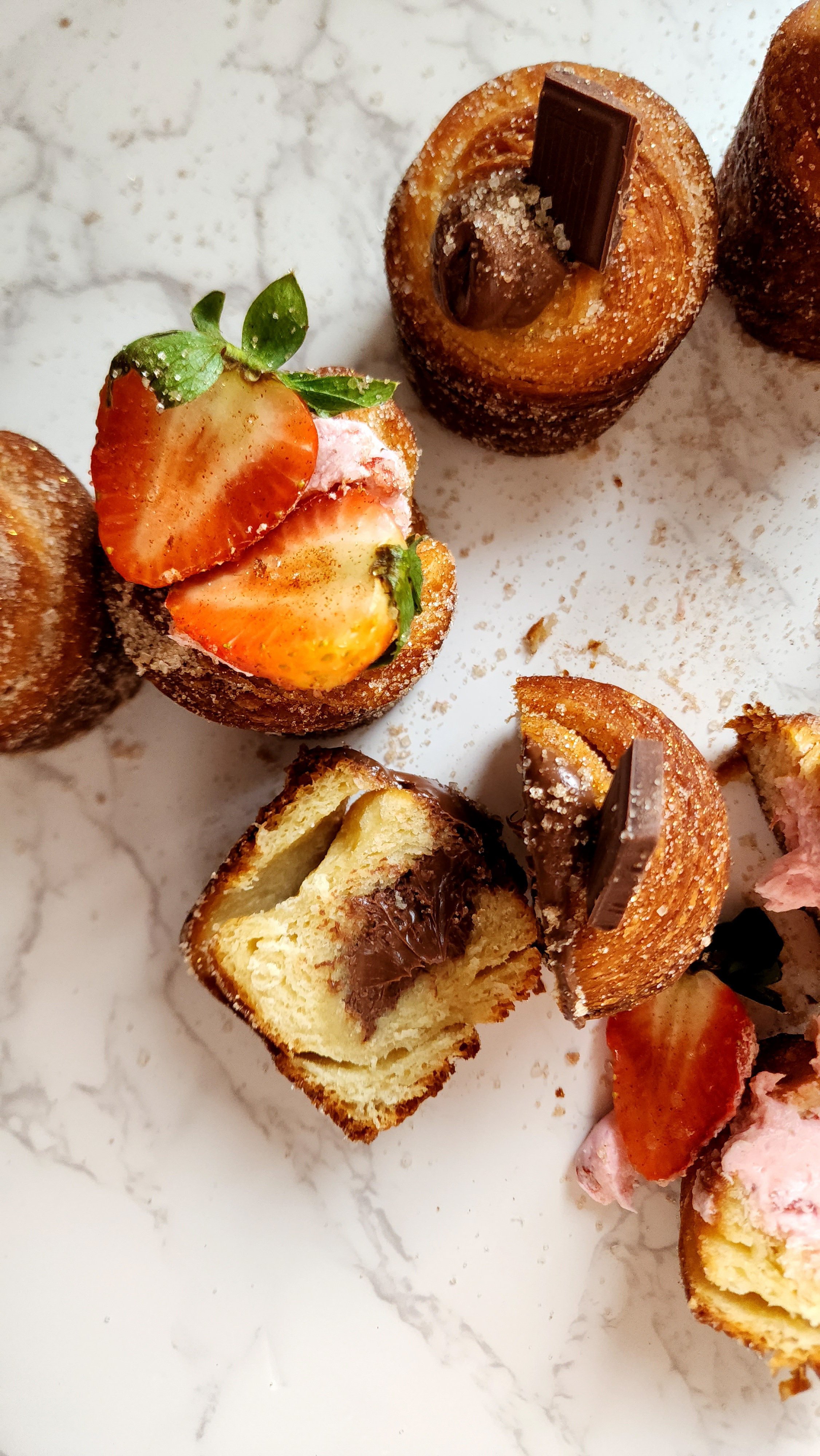 Vegan Strawberry Nutella Stuffed Cruffins