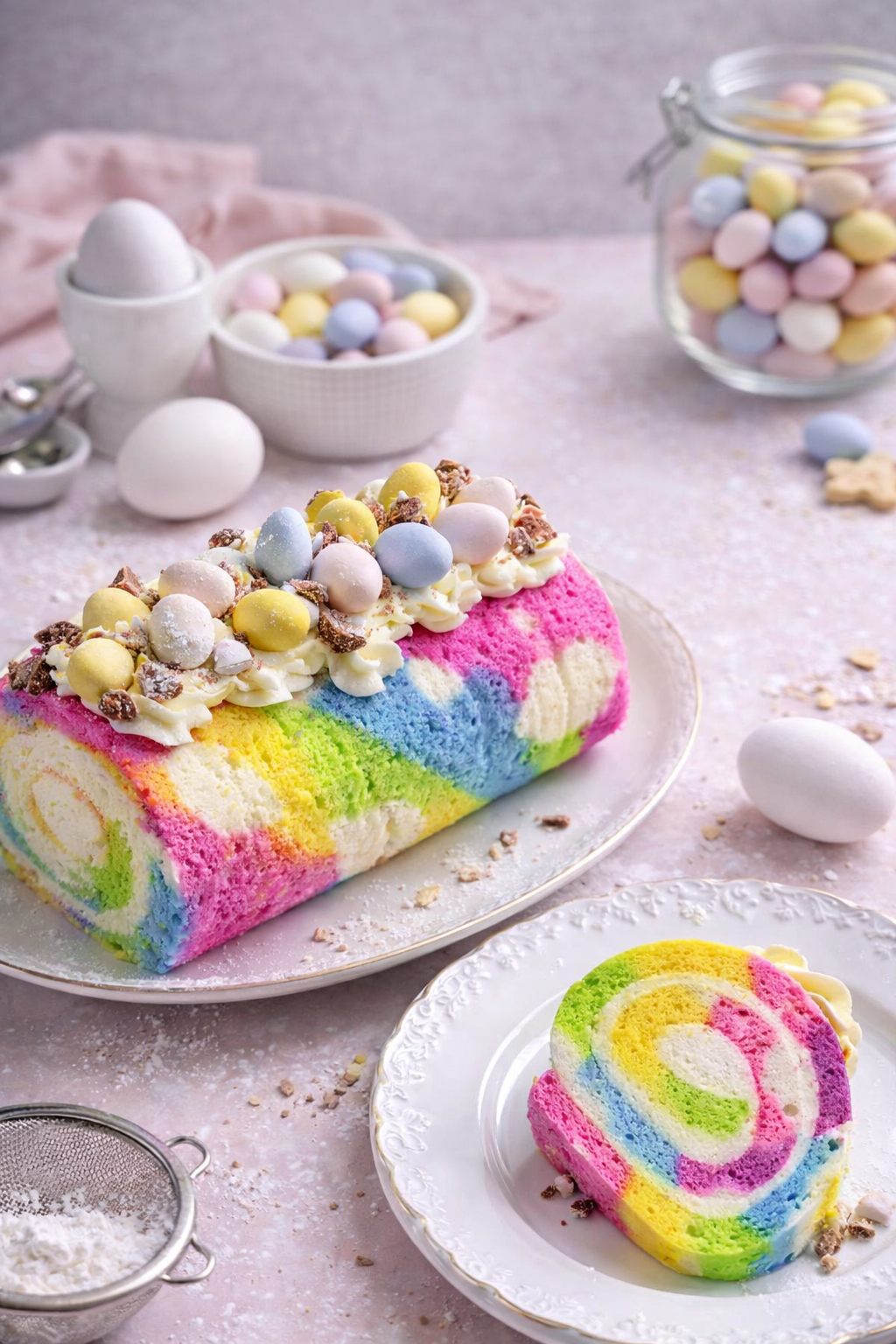 Rainbow Easter Swiss Roll with EggLands Best