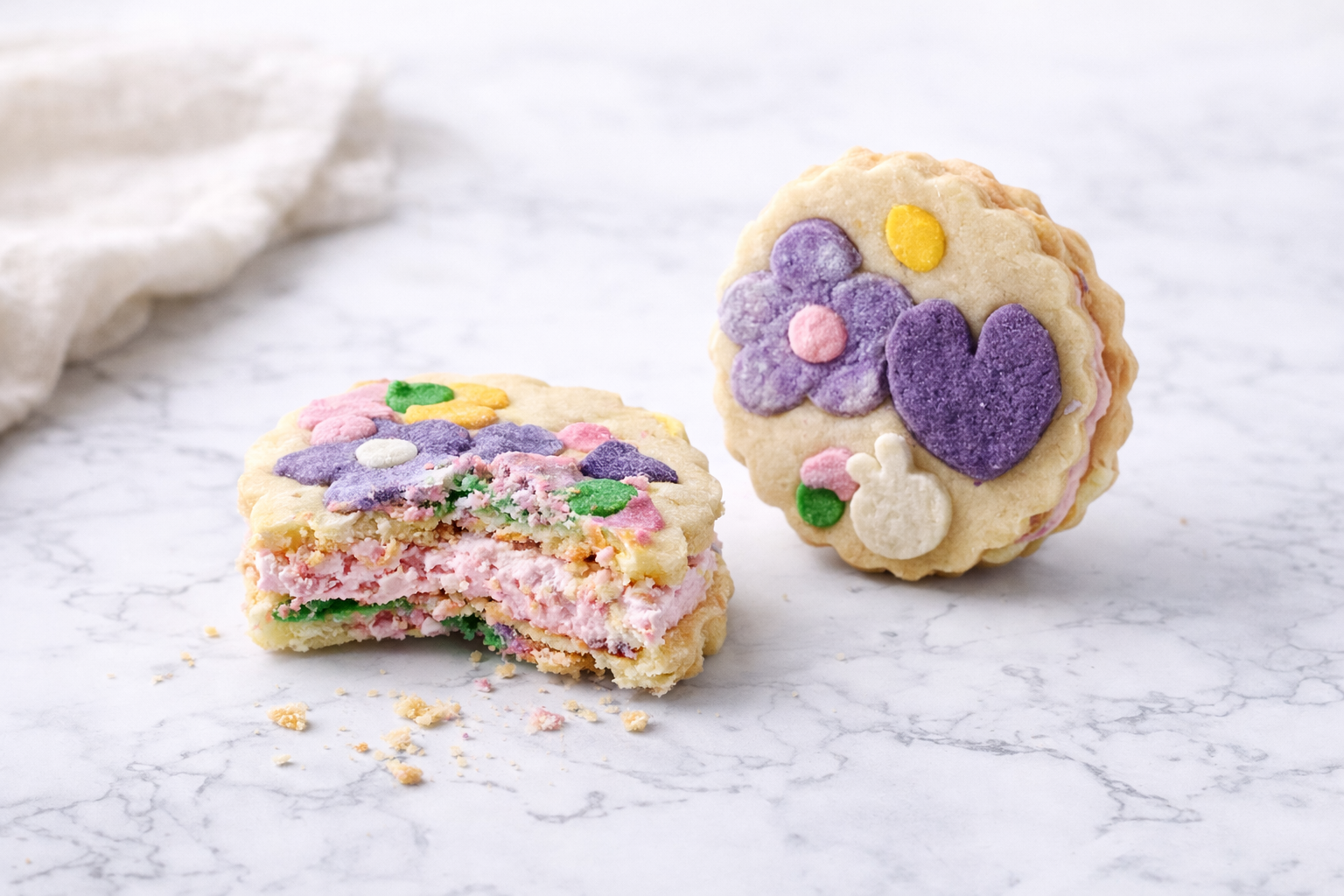 Printed Design Cheesecake-Filled Cookie Sandwiches 